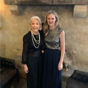 Size 2/xs Jenny Yoo and Hitherto two piece maxi dress pewter/navy